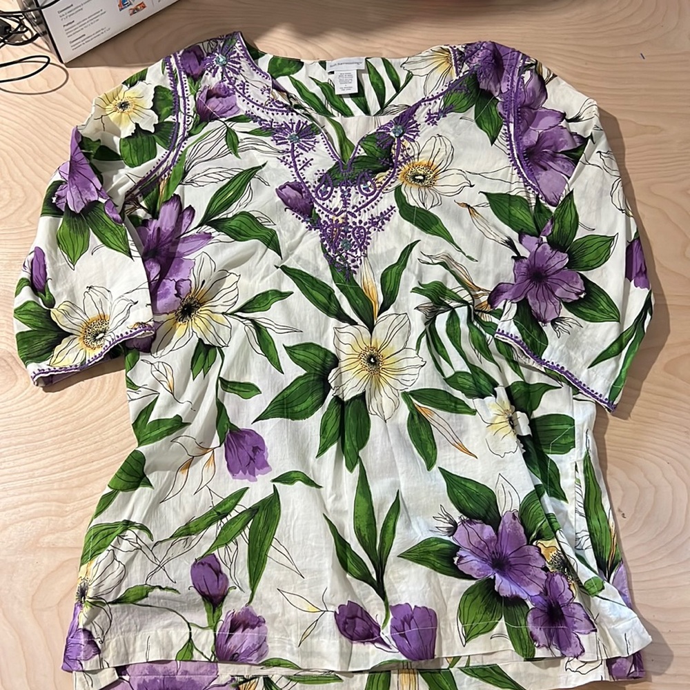 Soft Surroundings 100% cotton tunic size Large